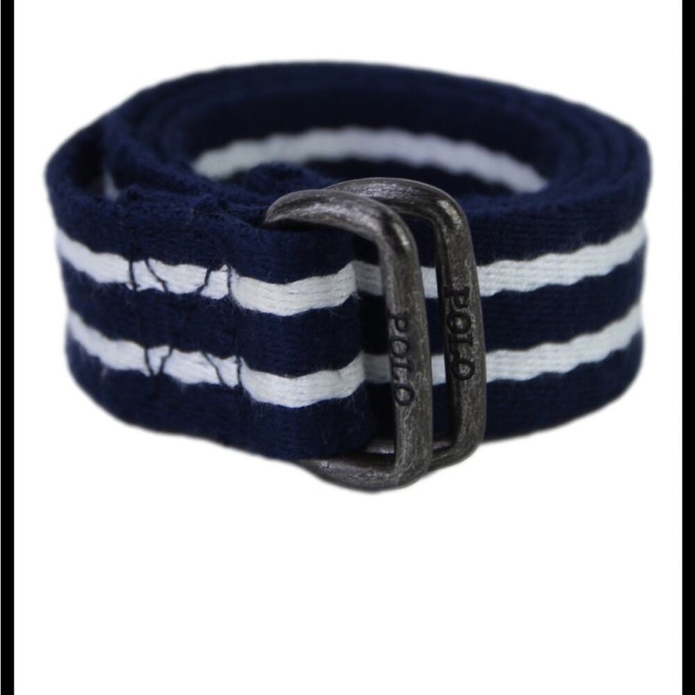 Polo Blue & White Striped Web Belt